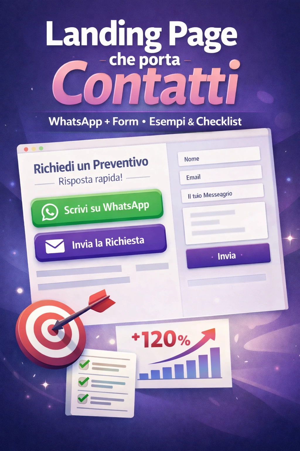 Landing page che porta contatti: struttura, esempi e checklist (WhatsApp + form)