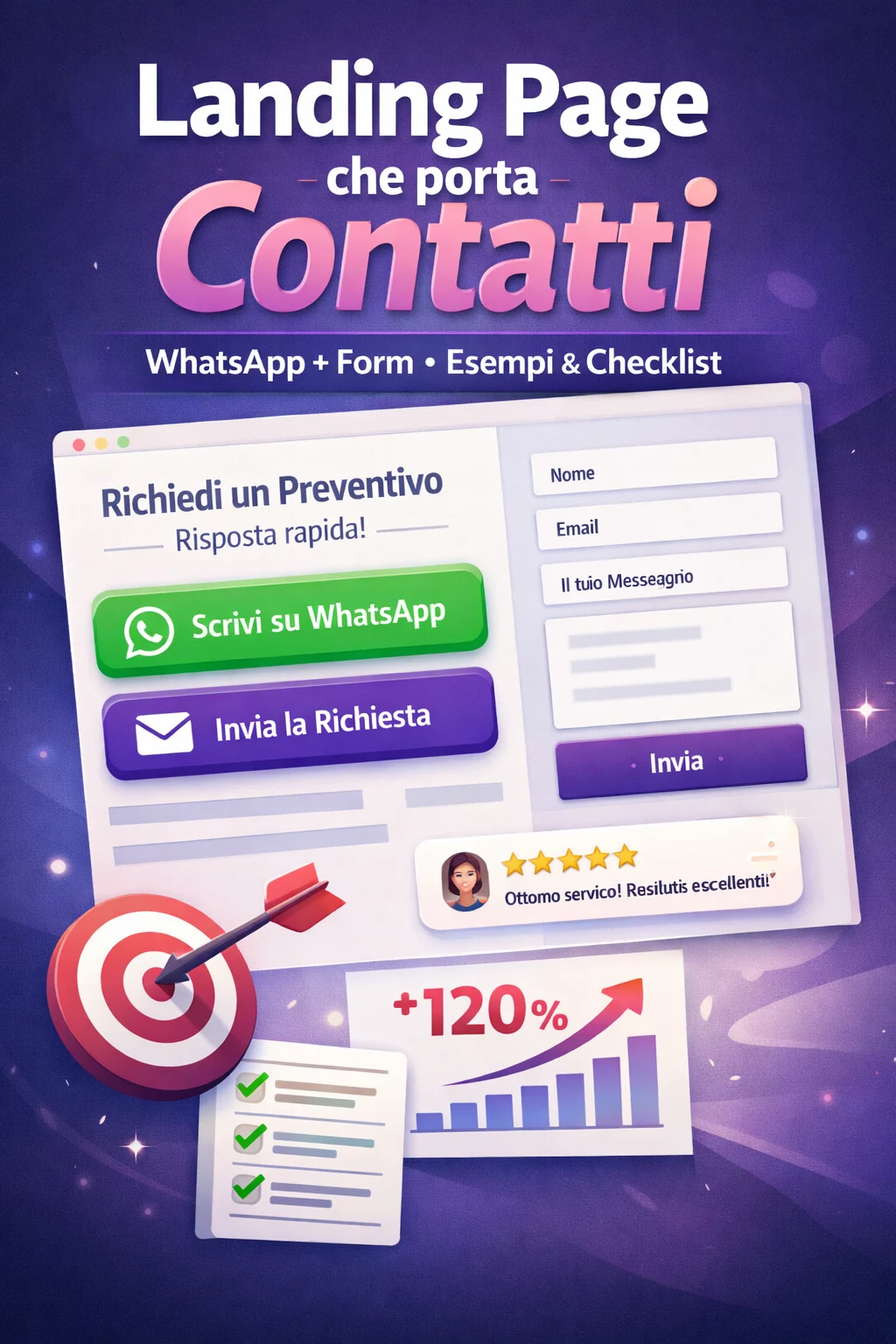 Landing page che porta contatti: struttura, esempi e checklist (WhatsApp + form)