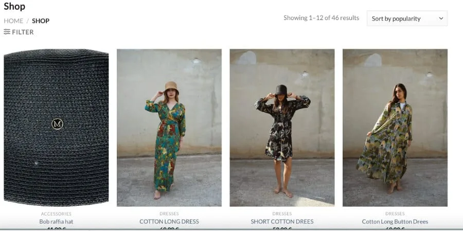 Sito eCommerce Abacos Women's Clothing